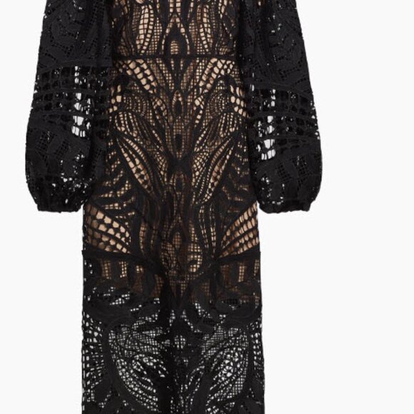 NEW WITH TAGS Farm Rio "Nature Black Guipure Midi" Black Dress - Picture 2 of 6